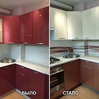 Замена столешницы, замена стеновой панели, замена фасадов, замена цоколя - ул. Металлургов 36.