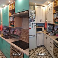 Замена фасадов кухонного гарнитура, замена ручек, замена столешницы. Ул. Татищева, 53.