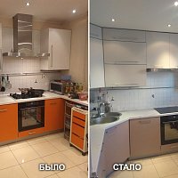 Замена фасадов и столешницы кухонного гарнитура, изготовление дополнительных шкафов. Ул. Фурманова, 63.