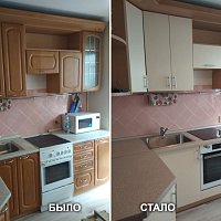 Обновление кухонного гарнитура, Шарташская 9/2. Замена фасадов, замена столешницы, изготовление шкафа под духовку.