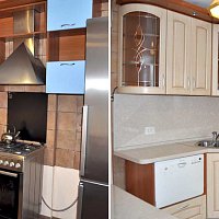 Обновление кухонного гарнитура, Азина 30. Замена фасадов, замена столешницы, замена ручек.